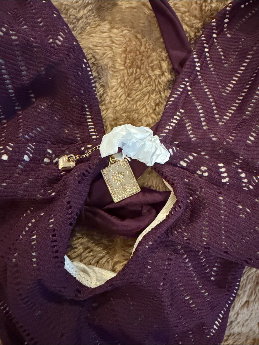 Purple women’s ' One-Piece Swimsuit with Zigzag design - Picture 3 of 4